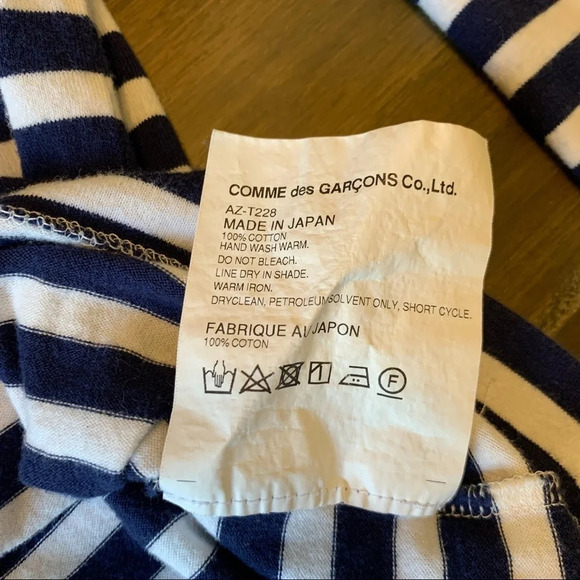 Comme Des Garcos Play  Twin Hart Stripped Long Sleeve Shirt - Picture 6 of 16